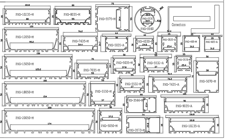 Pxg-508 LED Strip Light aluminium Aluminum Extrusion Profiles Prices